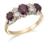 AN 18 CARAT GOLD RUBY AND DIAMOND RING