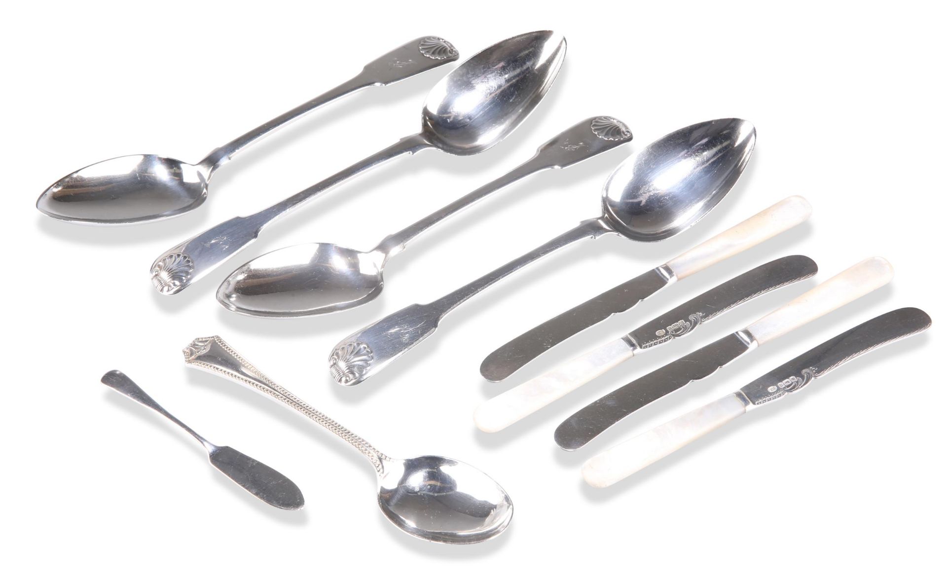ASSORTED SILVER FLATWARE, GEORGIAN AND LATER