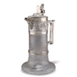 A VICTORIAN FINE SILVER-MOUNTED ETCHED-GLASS CLARET JUG