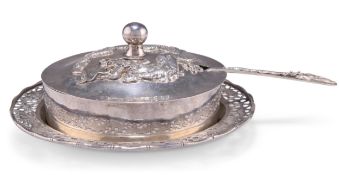 A CHINESE EXPORT SILVER BUTTER DISH