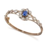 A LATE 19TH CENTURY SAPPHIRE AND DIAMOND BANGLE