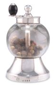 A VICTORIAN SILVER-MOUNTED GLASS PEPPER GRINDER