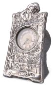 AN EDWARDIAN SILVER-MOUNTED DESK CLOCK