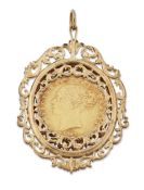 VICTORIA, 1847 YOUNG HEAD SHIELD BACK SOVEREIGN, MOUNTED AS A PENDANT