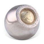 AN ELIZABETH II SILVER PAPERWEIGHT