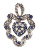 A SAPPHIRE AND DIAMOND PENDANT