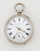 A SILVER OPEN FACE WALTHAM POCKET WATCH