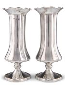 A PAIR OF GEORGE V SILVER SPILL VASES