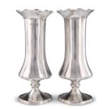 A PAIR OF GEORGE V SILVER SPILL VASES