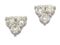 A PAIR OF DIAMOND TREFOIL CLUSTER EARRINGS