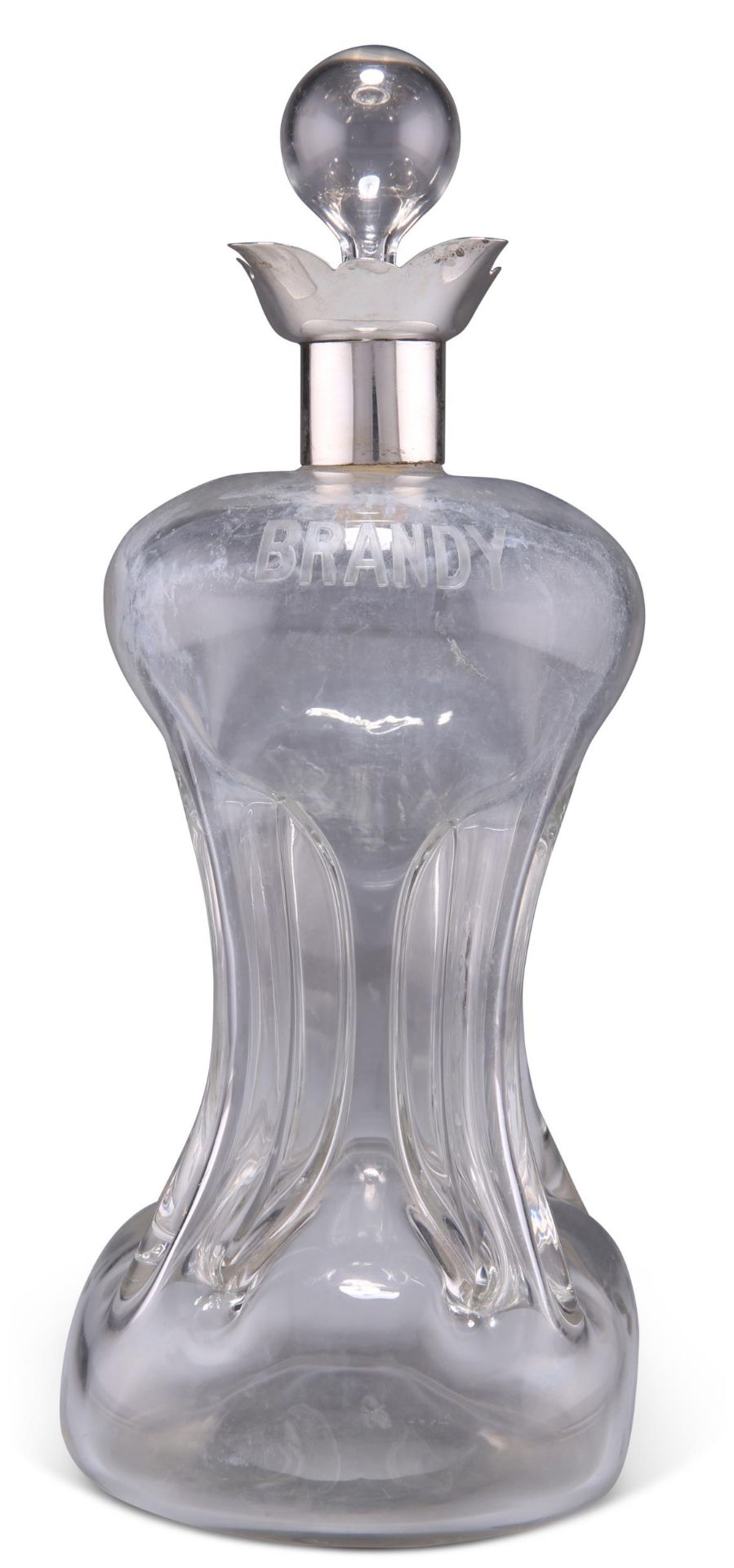 A VICTORIAN SILVER-MOUNTED GLASS DECANTER