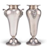 A PAIR OF GEORGE V SILVER VASES
