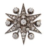 A 19TH CENTURY DIAMOND STAR BROOCH / PENDANT