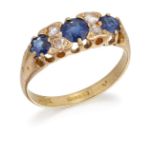 AN 18 CARAT GOLD SAPPHIRE AND DIAMOND RING