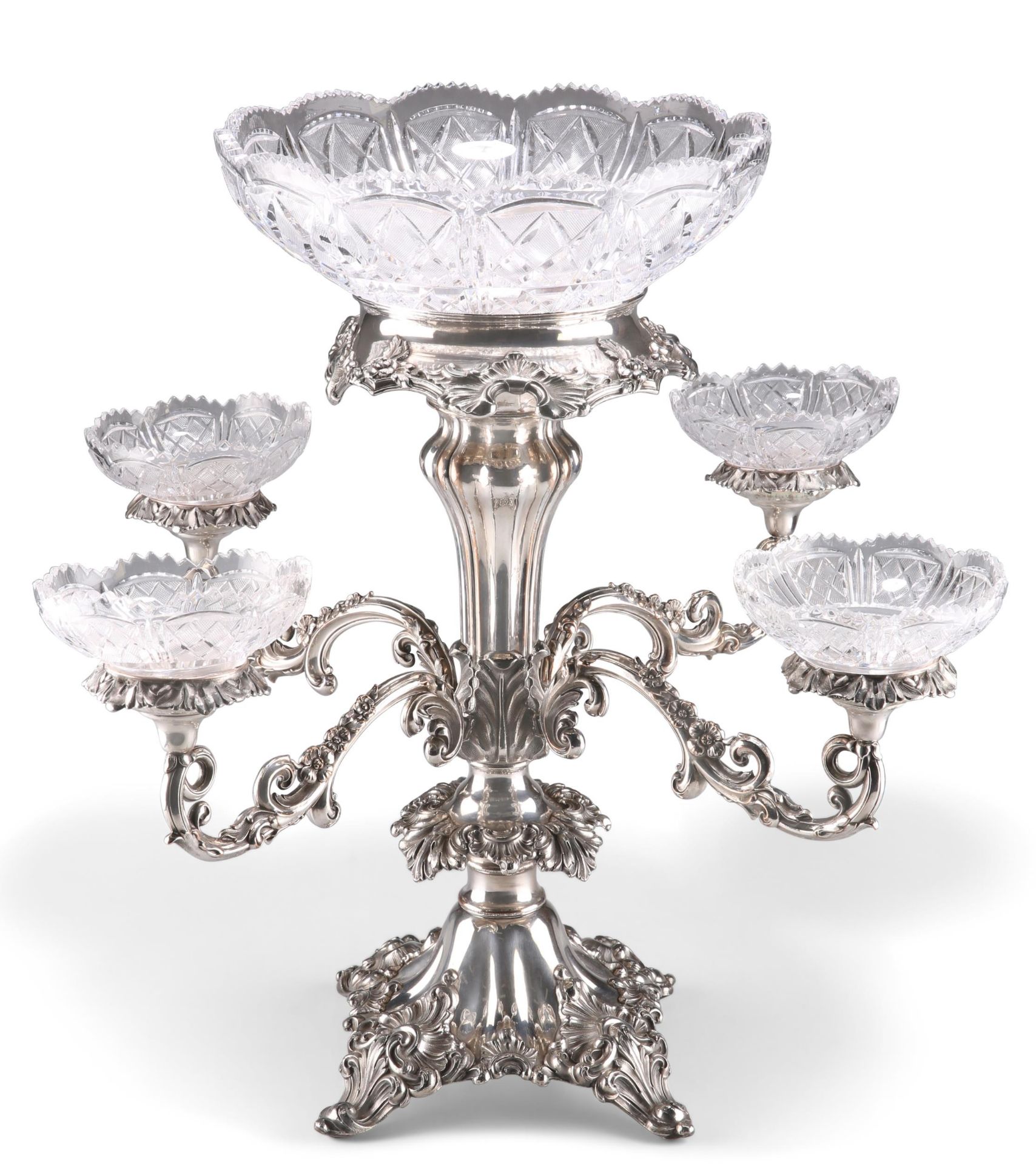 A FINE 19TH CENTURY SILVER-PLATED CENTREPIECE