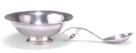 A DANISH STERLING SILVER SUGAR BOWL AND SPOON