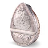 A LATE 18TH CENTURY FRENCH SILVER-MOUNTED COWRIE SHELL SNUFF BOX