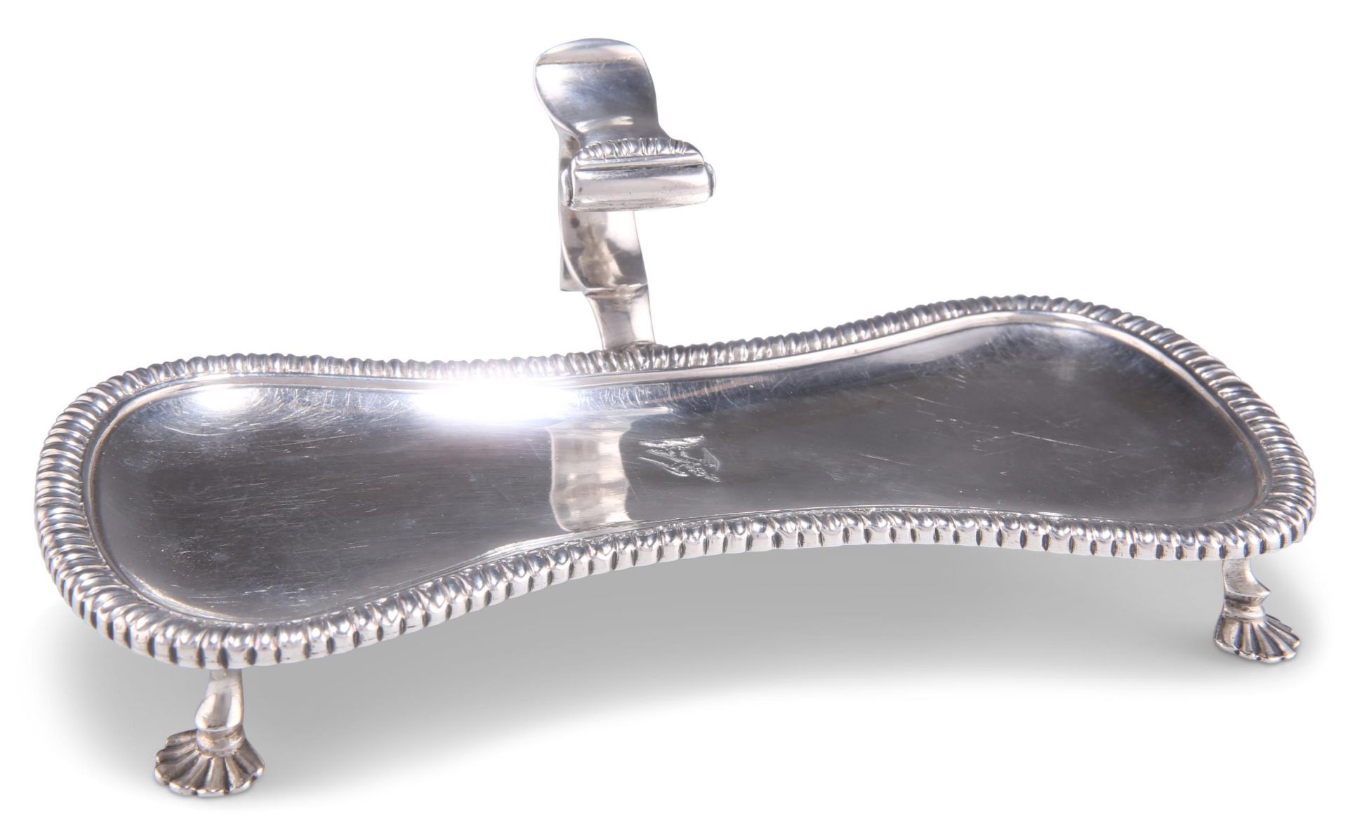 A GEORGE III SILVER SNUFFERS TRAY