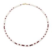 A CULTURED PEARL AND RUBY NECKLACE