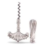 AN 18TH CENTURY DUTCH SILVER CORKSCREW