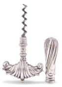 AN 18TH CENTURY DUTCH SILVER CORKSCREW