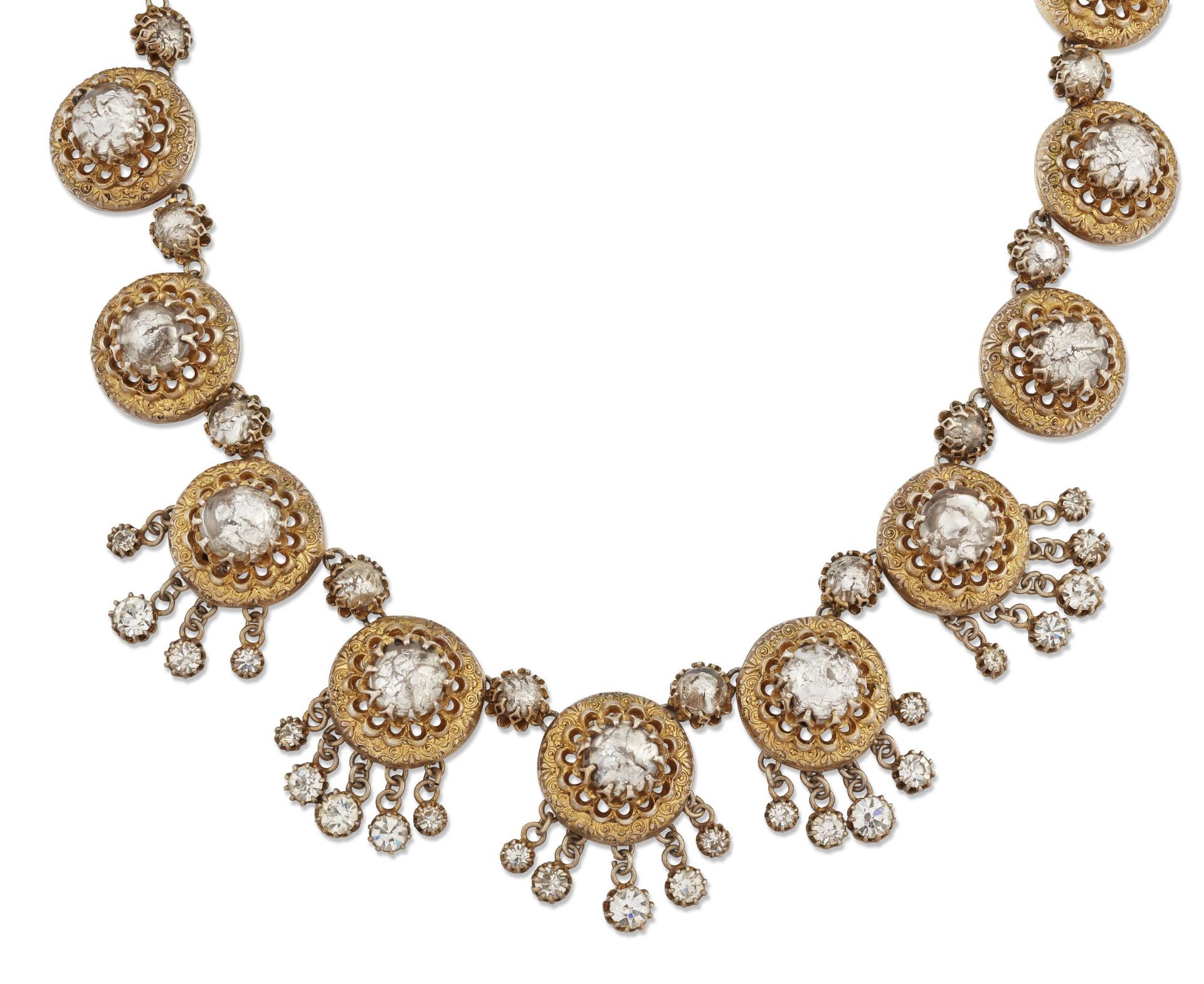 MITCHEL MAER FOR CHRISTIAN DIOR – A GILT METAL AND PASTE NECKLACE, CIRCA 1950S