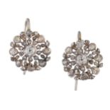 A PAIR OF DIAMOND CLUSTER EARRINGS