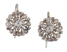 A PAIR OF DIAMOND CLUSTER EARRINGS