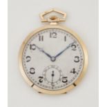 A 9 CARAT GOLD ART DECO POCKET WATCH