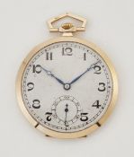 A 9 CARAT GOLD ART DECO POCKET WATCH