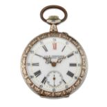 AN OPEN FACED POCKET WATCH