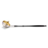 A CONTINENTAL SILVER AND FRUITWOOD PUNCH LADLE