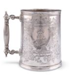 A VICTORIAN SILVER MUG, IN THE STYLE OF KATE GREENAWAY