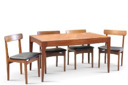 A 1970S DANISH TEAK DINING TABLE AND FOUR CHAIRS