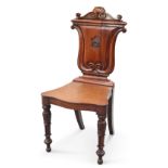 A MID-19TH CENTURY MAHOGANY HALL CHAIR