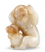 A CHINESE JADE MONKEY AND PEACH GROUP