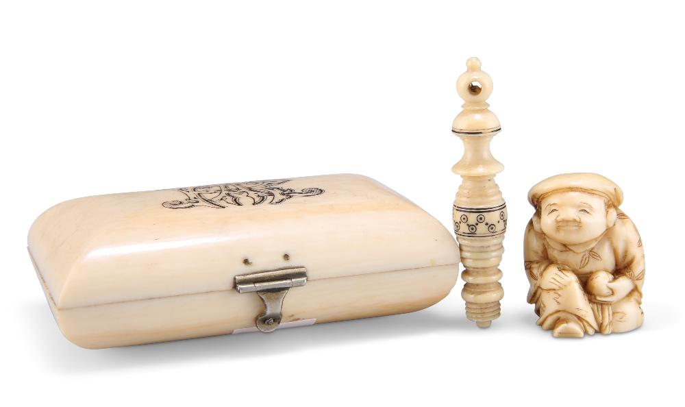 THREE PIECES OF 19TH CENTURY IVORY