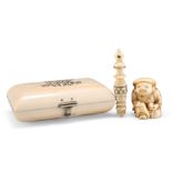 THREE PIECES OF 19TH CENTURY IVORY