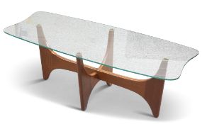 A TEAK AND GLASS COFFEE TABLE, BY STONEHILL, CIRCA 1970S