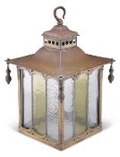 AN ARTS AND CRAFTS COPPER HALL LANTERN