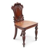 A MID-19TH CENTURY MAHOGANY HALL CHAIR