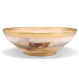 A ROYAL WORCESTER BOWL, SIGNED BY H. STINTON