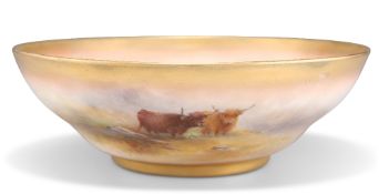 A ROYAL WORCESTER BOWL, SIGNED BY H. STINTON