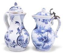 TWO DELFT CRUET JUGS, 19TH CENTURY