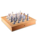 A LLADRO MEDIEVAL CHESS SET, WITH BOARD