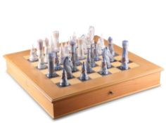 A LLADRO MEDIEVAL CHESS SET, WITH BOARD