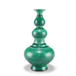 A CHINESE GREEN-GLAZED TRIPLE GOURD VASE