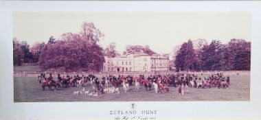 HUNTING INTEREST: A COLOUR PHOTOGRAPH OF THE ZETLAND HUNT MEET AT ASKE HALL