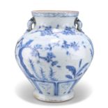 A CHINESE YUAN-STYLE BLUE AND WHITE VASE