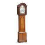 A GEORGE III MAHOGANY CROSSBANDED OAK EIGHT-DAY LONGCASE CLOCK